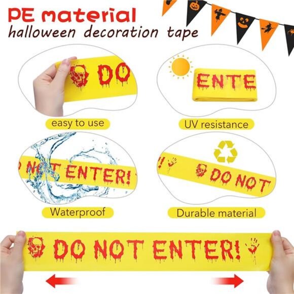 Halloween Decorations Caution Tape 2.95 inches*82 feet Do Not Enter Tape Scary - Picture 3 of 8